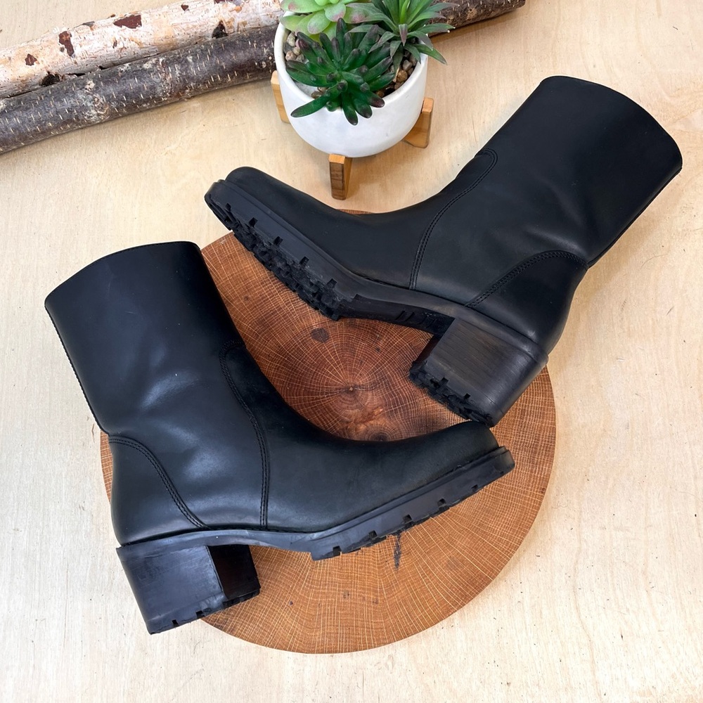 Vintage Tommy Hilfiger Black Leather Platform Boots |Women’s 6M | Made in Brazil